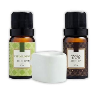 Imagem de Kit Difusor Aromatizador Elétrico Standard Bivolt + Essência. Opções de Fragrâncias para Casa, Escritório e Presente. (Capim-Limão Vanila Black)