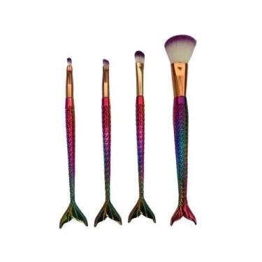 Imagem de Pincel para Maquiagem Cauda de Peixe - kit com 4 pincéis - Sereia