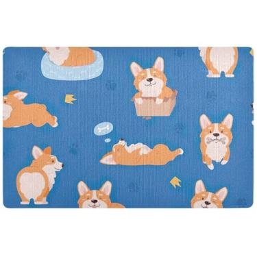 Imagem de Tapete de porta fofo com cachorro corgi galês personalizado, decoração de entrada, impermeável, absorvente de água, tapete de banho antiderrapante, 81 cm x 50 cm