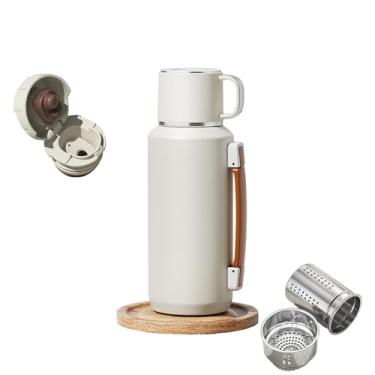 Imagem de VISTATROY Garrafa de água de aço inoxidável 316 765 g com copo com tampa - Mantenha mais de 24 horas quente para bebidas quentes e frias - Frasco térmico isolado a vácuo à prova de vazamento com alça