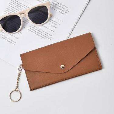 Imagem de Carteira feminina de couro genuíno com dobra dupla/tripla - Suporte minimalista para cartão de crédito com bloqueio de RFID e bolso para moedas, Marrom, Casual