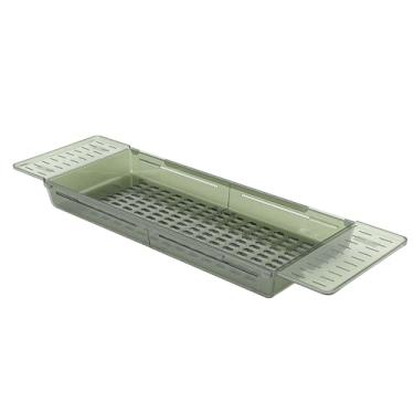 Imagem de GLOGLOW Prateleira de Banho Extensível à Prova d'água Com Furos de Drenagem, Ajustável de 22,2 a 31,5 Polegadas, Mesa de Bandeja de Banheira de Material PET, Nan (Verde claro)