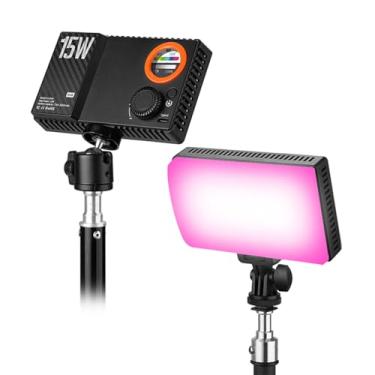 Imagem de Yunseity Luz de Preenchimento RGB de 15 W, Luz de Vídeo LED 168 Com Temperatura de Cor de 1800 K a 9000 K, Vlog Recarregável para Fotografia, Retrato, Casamento
