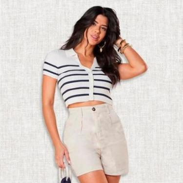 Imagem de Shorts Feminino Linho Cós Alto Max Denin-Feminino