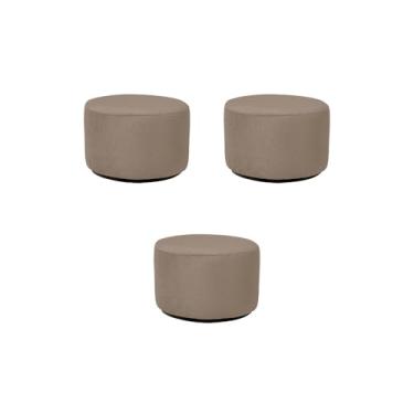 Imagem de KIT 3 Puff Infantil Encantus Banqueta Multiuso Para Quarto Espaço Kids Sala pés antiumidade - Banco Redondo/Suede - Cores (3 ENCANTUS BEGE)