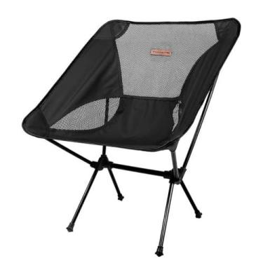 Imagem de Cadeira Portátil Dobrável de Camping Acampamento Pesca com Encosto Suporta 140kg [Preto com Tela]