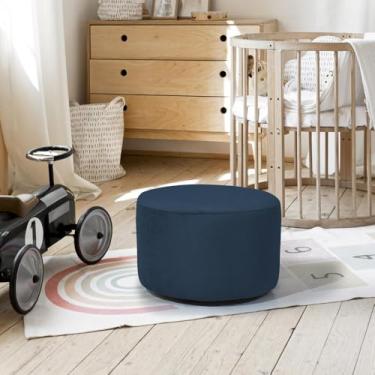 Imagem de Puff Infantil Encantos Banqueta Multiuso Para Quarto Espaço Kids Sala pés antiumidade - Banco Redondo/Suede - Cores (ENCANTUS AZUL)