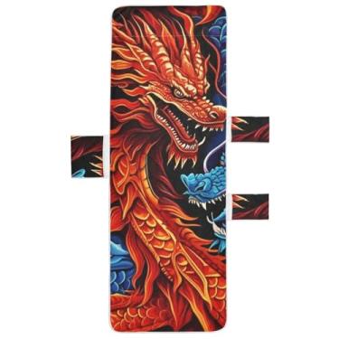 Imagem de Blue Red Dragons Chaise Lounge Cadeira Toalhas de Piscina Toalha de Praia com Bolsos Gramado Espreguiçadeira de Piscina 216 cm x 76 cm
