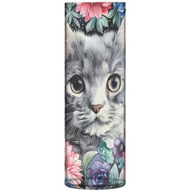 Imagem de Flores de gato fofas vasos de flores cilíndricas para buquê vasos de plástico e plantadores decoração moderna personalizada de sala de estar, 30 cm x 9,9 cm