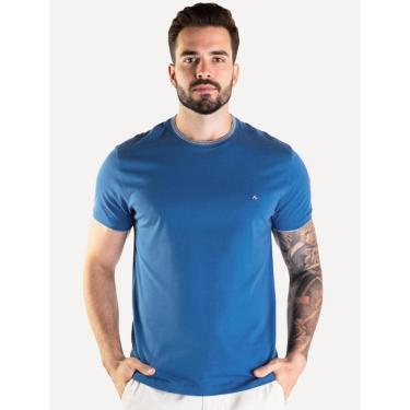 Imagem de Camiseta Aramis Masculina Grey Friso Gola Azul Royal-Masculino