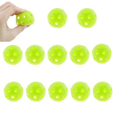 Imagem de MEETOOT Bolas de golfe de plástico [resistentes a rachaduras] Bolas de treinamento macias de 42 mm para treino de balanço/quintal limitado/treinamento verde, design de fluxo de ar oco (pacote com 12)