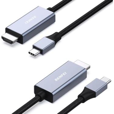 Imagem de Cabo USB-C Para HDMI 4K 60Hz 1,8m, Kit 2 Unidades, Plug And Play, Alumínio + Nylon Trançado, Compatível Com MacBook, iPad Pro, Samsung DeX, Dell XPS, ThinkPad, Surface, Thunderbolt 3/4