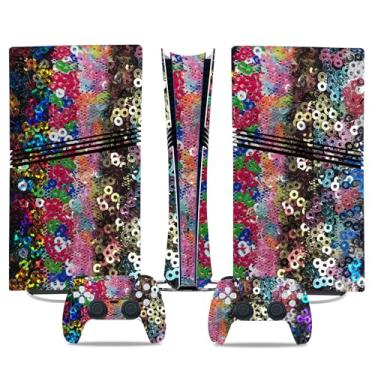 Imagem de Película de decalque para disco Ps5, capa adesiva de vinil de corpo inteiro para console e controle PlayStation 5 (edição de disco PS5, Blue Lightning) (glitter colorido, PS5 Pro Digital)