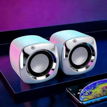 Imagem de Alto-falantes de computador, alto-falantes de PC de mesa, conector de fone de ouvido, controle aprimorado de graves e volume, alimentados por USB e alto-falantes auxiliares de jogos de 3,5 mm para