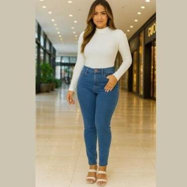 Imagem de Calça Jeans Feminina Skinny Azul Médio – Cintura Média Malwee-Feminino