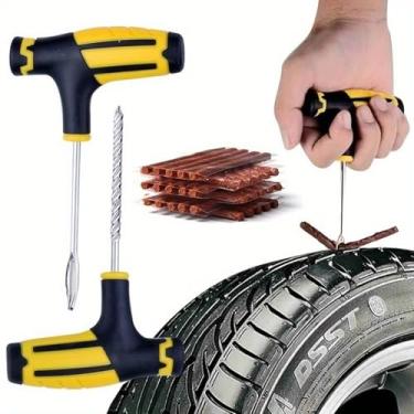 Imagem de Kit de reparo de pneu plano com plugues 23 peças, kit de plugue de pneu resistente para carro, motocicleta, quadriciclo, jipe, caminhão, trator