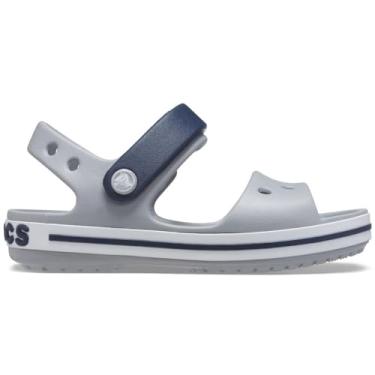 Imagem de Crocs Sandália infantil unissex Crocband Croslite, Cinza claro/azul marinho, 22
