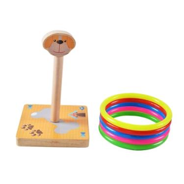 Imagem de harayaa Jogo de arremesso de argolas com gancho, estampa de animais, brinquedo interativo de madeira para pais, filhos e adultos, ideal para ambientes, Filhote de Cachorro
