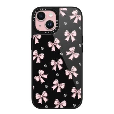 Imagem de CASETiFY Capa Glaze para iPhone 15 [acabamento brilhante/compatível com Magsafe/1,5 m. 1X proteção contra quedas de grau militar] - fita rosa metálica - preta