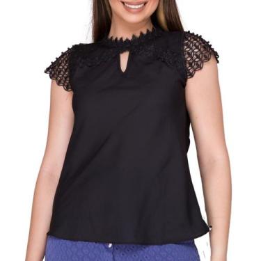 Imagem de Blusa Feminina Social Com Renda e Pérola Moda Evangélica - Look Modas 
