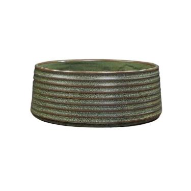 Imagem de Pires de plantas Pires de arranjo flores para ambientes internos e externos com bandeja profunda cerâmica áspera vintage listrada