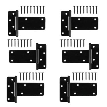 Imagem de Pubotlu Dobradiças de porta de galpão com alça em T, dobradiça em T resistente, dobradiças T-Gate, dobradiças de alça de portão, ferragens forjadas pretas para cercas de madeira, porta de celeiro