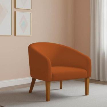 Imagem de Poltrona Sala Decorativa Stella Pé Madeira Trapézio Castanho Bouclê D0