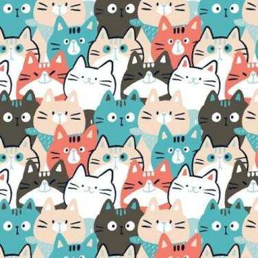 Imagem de Cama para Cachorro Ortopédica Impermeável M e G | Caminha Pet Box com Espuma D23, Base de Madeira e Capa Lavável(CAT ESTAMPA COLORIDO,_Média)