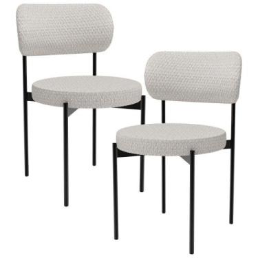 Imagem de Kit 02 Cadeiras Estofadas Para Sala De Jantar Louvre L02 Bouclê Cru - 
