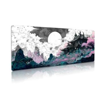 Imagem de Mouse pad estendido para jogos, tapete de mouse grande base de borracha natural de 3 mm com bordas costuradas, tapete de mesa antiderrapante para escritório, casa, ótimo presente 81,5 x 11,8 polegadas