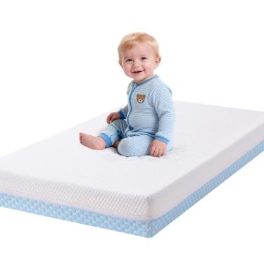 Imagem de Vomiliku Colchão de berço de espuma viscoelástica dupla face para cama de bebê, 132 x 70 x 14 cm, colchões macios respiráveis