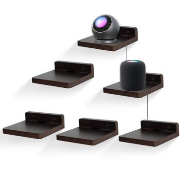 Imagem de FURAOMEILI Prateleira flutuante pequena para parede, conjunto de 6 prateleiras de parede de madeira de 12 cm, mini alto-falante, monitor de bebê, câmeras, suporte de exibição de estatuetas, para