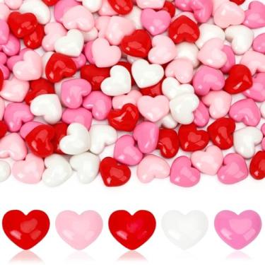 Imagem de JANYUN Mini Hearts for Crafts, 120PCS Tiny Resin Hearts Valentine's Charms, 0.54x0.47inch Miniature Decor for Nails, Jewelry, Cards, Gift Box Filler, Home Party Decor (Red, Pink, White)