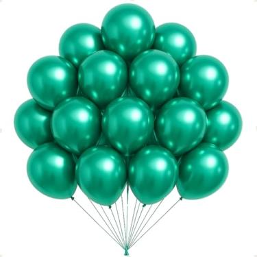 Imagem de Kit 50 Un Balão Metalizado N° 10 Decoração Festa Aniversário Evento Comemoração (Verde)