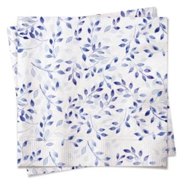 Imagem de Guardanapo de Papel Floreio Folhas Azuis 32,5 x 32,5 cm Folha Dupla 20 Folhas Cromus – Inspire Sua Festa Loja