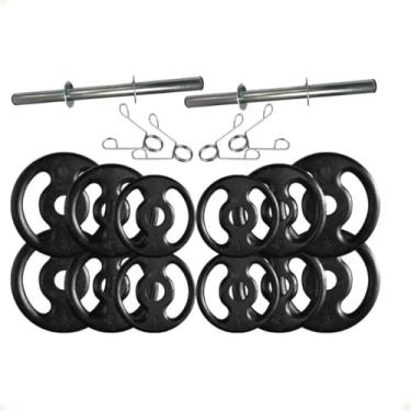 Imagem de Kit com Barras de Halteres e Anilhas de Ferro Fundido - 24 Kg