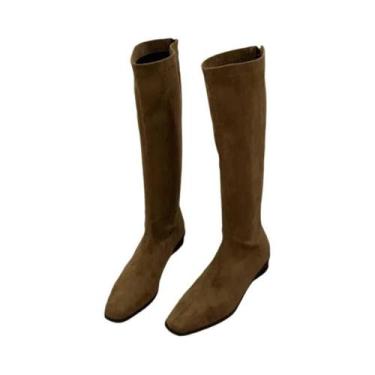 Imagem de Botas Chelsea De Camurça Femininas Outono 2025 Retrô Cano Alto Confort