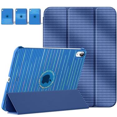 Imagem de MoKo Capa para iPad (A16) 11ª geração 2025, iPad 10ª geração de 10,9 polegadas 2022, suporte fino, capa traseira translúcida, capa inteligente, compatível com Touch ID, azul marinho deslumbrante