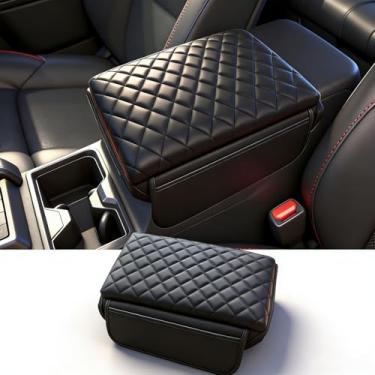 Imagem de WQMXILI Capa de console para Toyota 4Runner 2010-2023 2024 capa de apoio de braço capa de couro para console central com bolsos almofada de descanso de braço tampa de console médio para acessórios