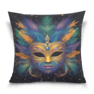 Imagem de Blueangle Capas de almofada de máscara colorida de carnaval - 50 x 50 cm, decoração de férias de fazenda para sofá de casa (220)