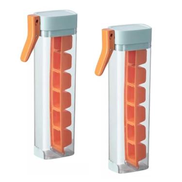 Imagem de Formas de Cubos Gelo Novas 2024 com 6 Compartimentos Descongelamento Uma Mão Grade Tampa Moldes Pressão Liberação Fácil Reutilizáveis PC PP Grau Alimentar 2 Pacotes