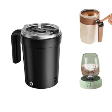 Imagem de Caneca de café com agitação magnética automática, nova caneca de café elétrica 2026 com visor de temperatura, canecas recarregáveis de agitação automática com tampa para café, chocolate, leite, chá