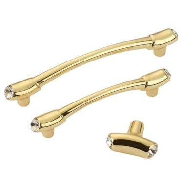 Imagem de CXYFQUUK Puxador de diamante de cristal sólido liga de zinco maçanetas de porta de armário de cozinha puxadores de gaveta puxadores de cômoda ferragens 2 peças (6402-S Knob)