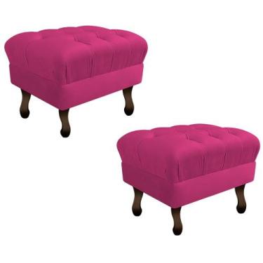 Imagem de Kit 02 Puffs Retrô Luis XV Suede Pink - Doce Sonho Móveis