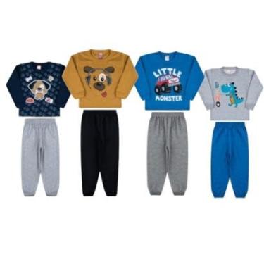 Imagem de Kit 4 Conjuntos Moletom Infantil Inverno Cleomara Masculino-Masculino