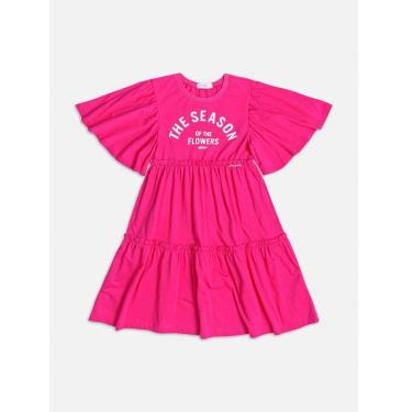 Imagem de Vestido Infantil Midi Com Lettering Strass Rosa Momi-Feminino