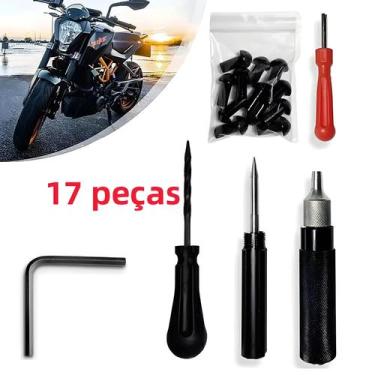 Imagem de Kit De Reparação De Pneus Para Moto E Carro Com 17 Peças, Ferramenta D