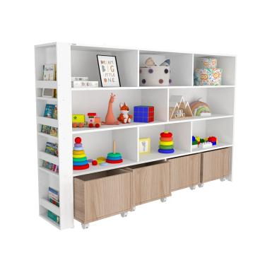 Imagem de Organizador Infantil De Brinquedos Com Baús E Porta Livros Nico 100% Mdf