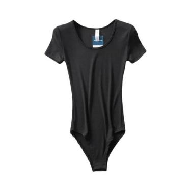 Imagem de Macacão Casual Feminino Slim Fit Com Decote Redondo E Manga Curta, Bod