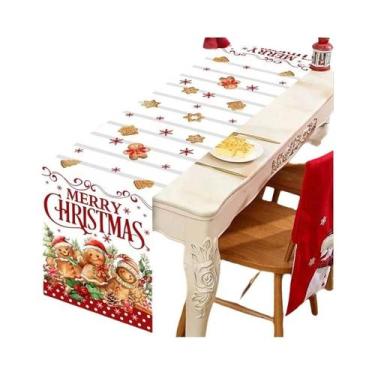 Imagem de Caminho De Mesa Azul De Natal 2025, Decoração De Mesa Com Boneco De Ne